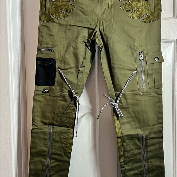 The Hideout Clothing Company unisex cargo jogger pants army green Size M & L - Picture 3 of 9